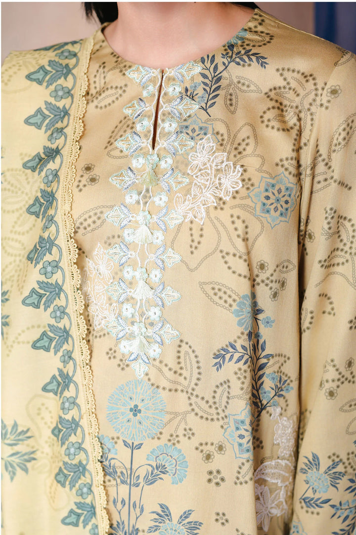 Cross Stitch Unstitched Embroidered Cotton Satin 3 Piece Suit CS26UCS Blooming Bliss - Casual Collection