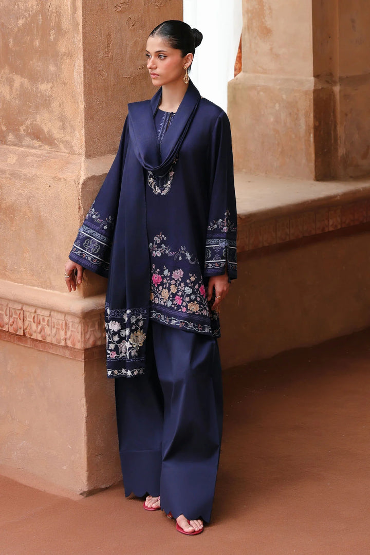 Cross Stitch Unstitched Embroidered Cotton Satin 3 Piece Suit CS26UCS Indigo Loom - Casual Collection