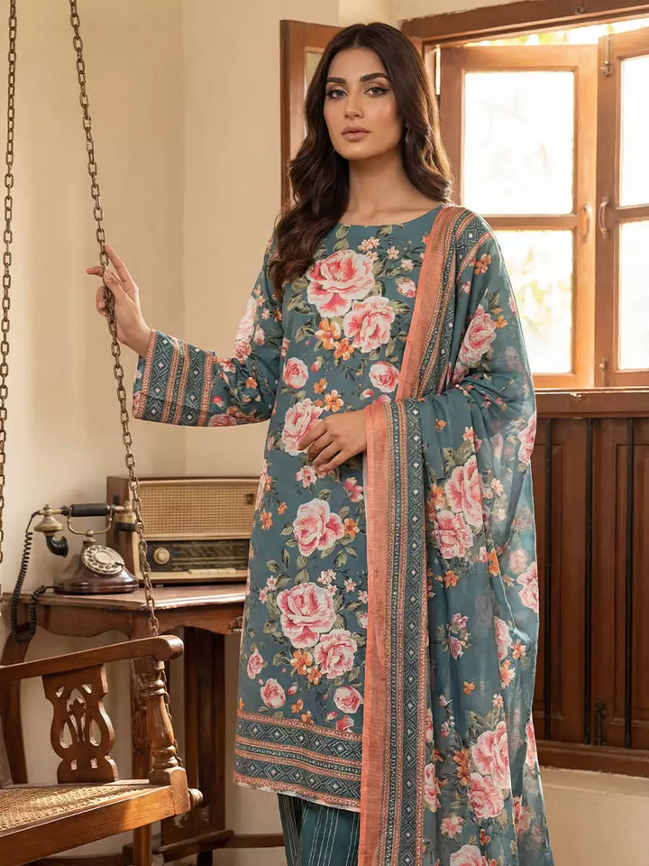 Salitex Unstitched Printed Lawn Silk 3 Piece Suit SUNS7ASI360 - Casual Collection