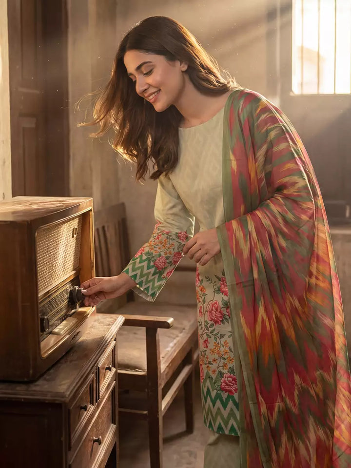 Salitex Unstitched Printed Lawn Silk 3 Piece Suit SUNS7ASI376 - Casual Collection