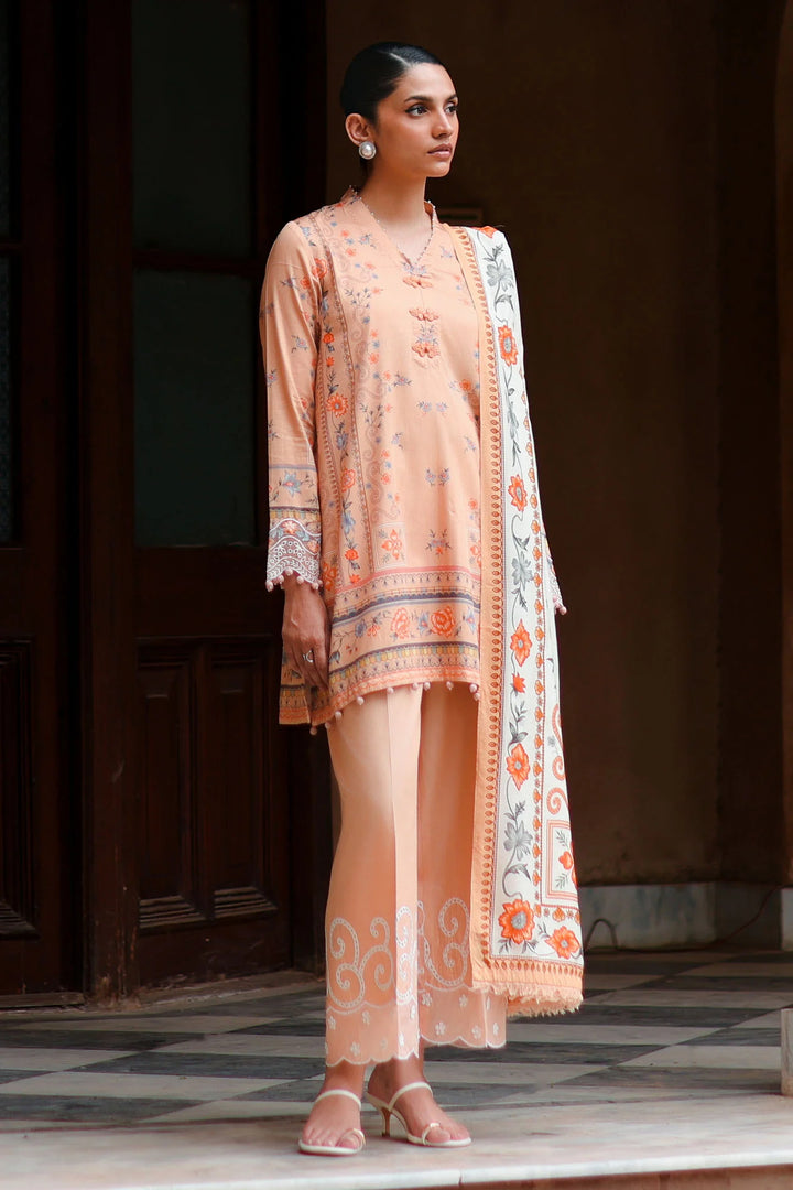 Cross Stitch Unstitched Embroidered Cotton Satin 3 Piece Suit CS26UCS Carmine Glow - Casual Collection