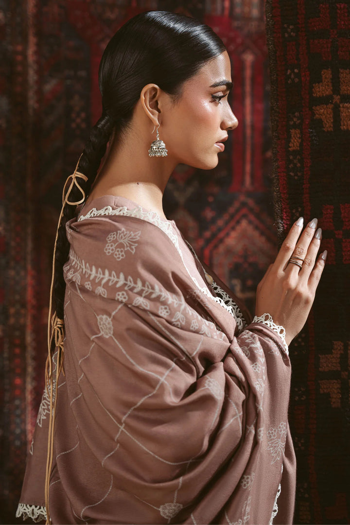 Cross Stitch Unstitched Printed Linen 3 Piece Suit CS26UW Cocoa Musk - Winter Collection