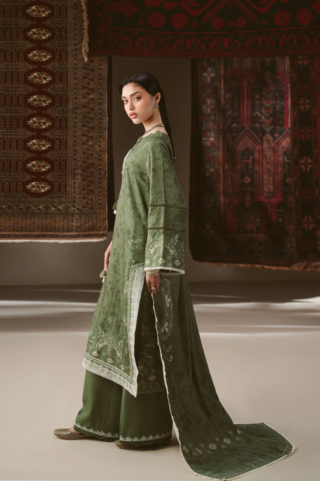 Cross Stitch Unstitched Printed Marina 3 Piece Suit CS26UW Forest Stitch  - Winter Collection