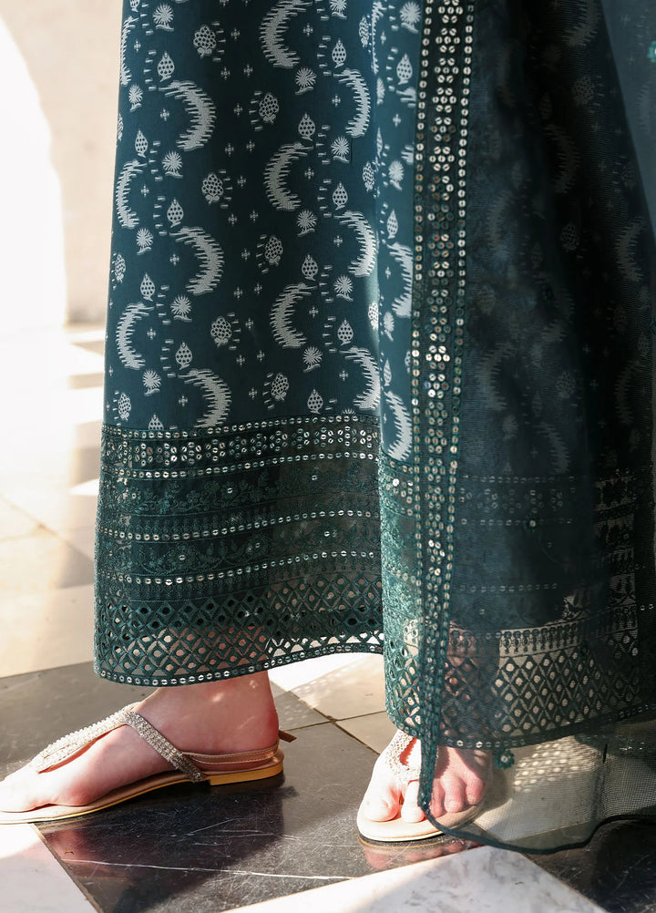 Cross Stitch Unstitched Embroidered Lawn 3 Piece Suit CS26ULE Teal Spruce - Eid Collection