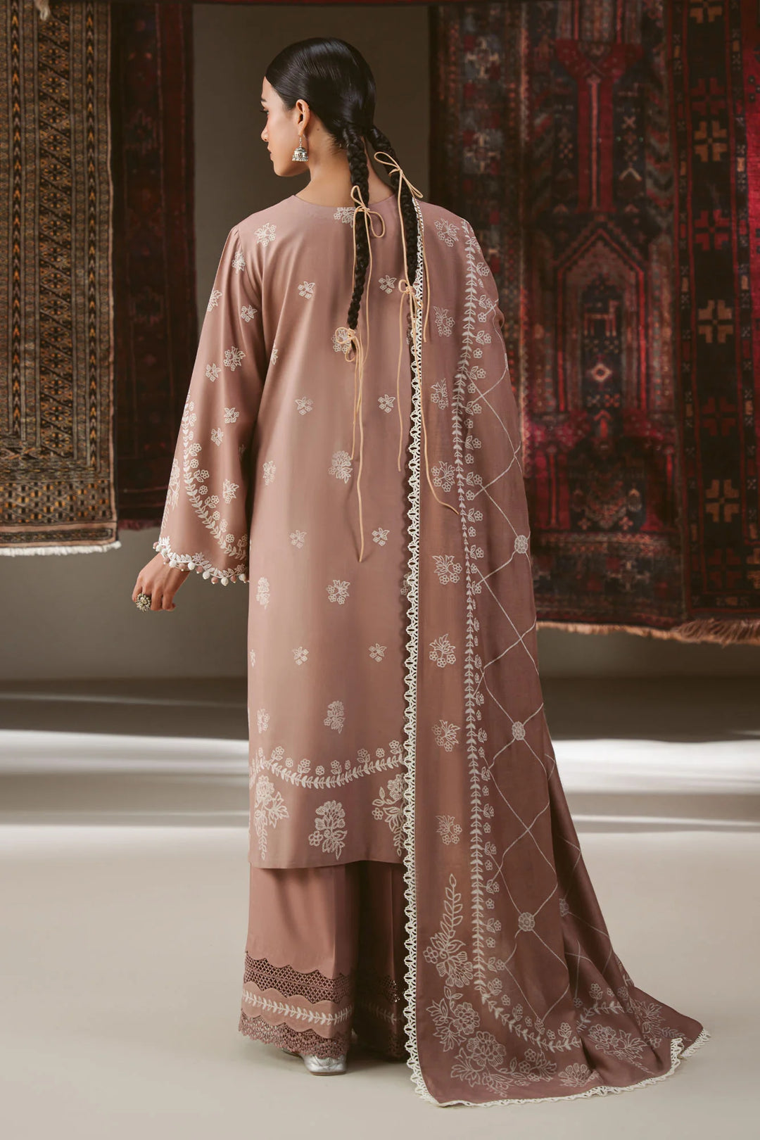 Cross Stitch Unstitched Printed Linen 3 Piece Suit CS26UW Cocoa Musk - Winter Collection