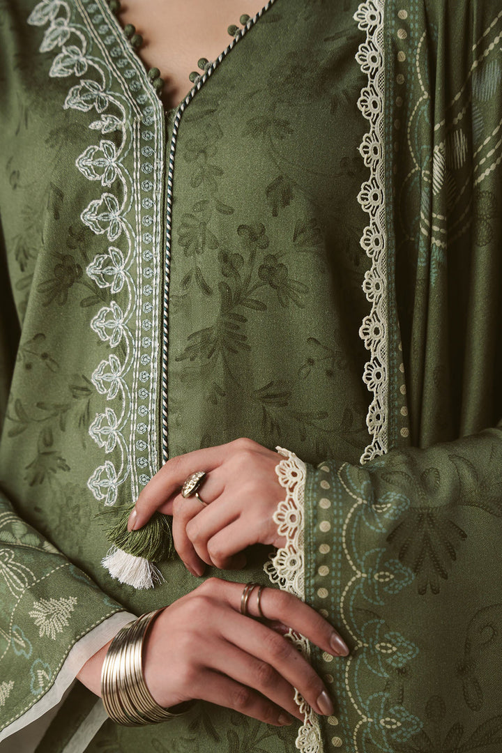 Cross Stitch Unstitched Printed Marina 3 Piece Suit CS26UW Forest Stitch  - Winter Collection