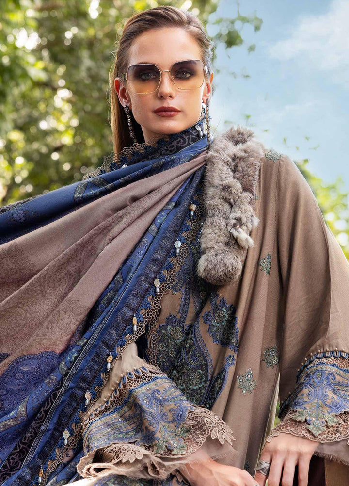 M Prints by Maria B Unstitched Twill Linen Embroidered Suits 3 Piece MB25PW D-6 A - Winter Collection
