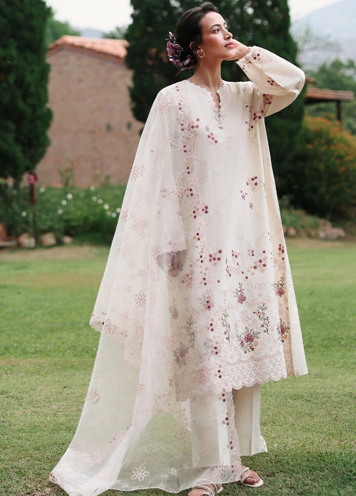 Cross Stitch Unstitched Embroidered Lawn 3 Piece Suit CS26ULE Caramel Cream - Eid Collection