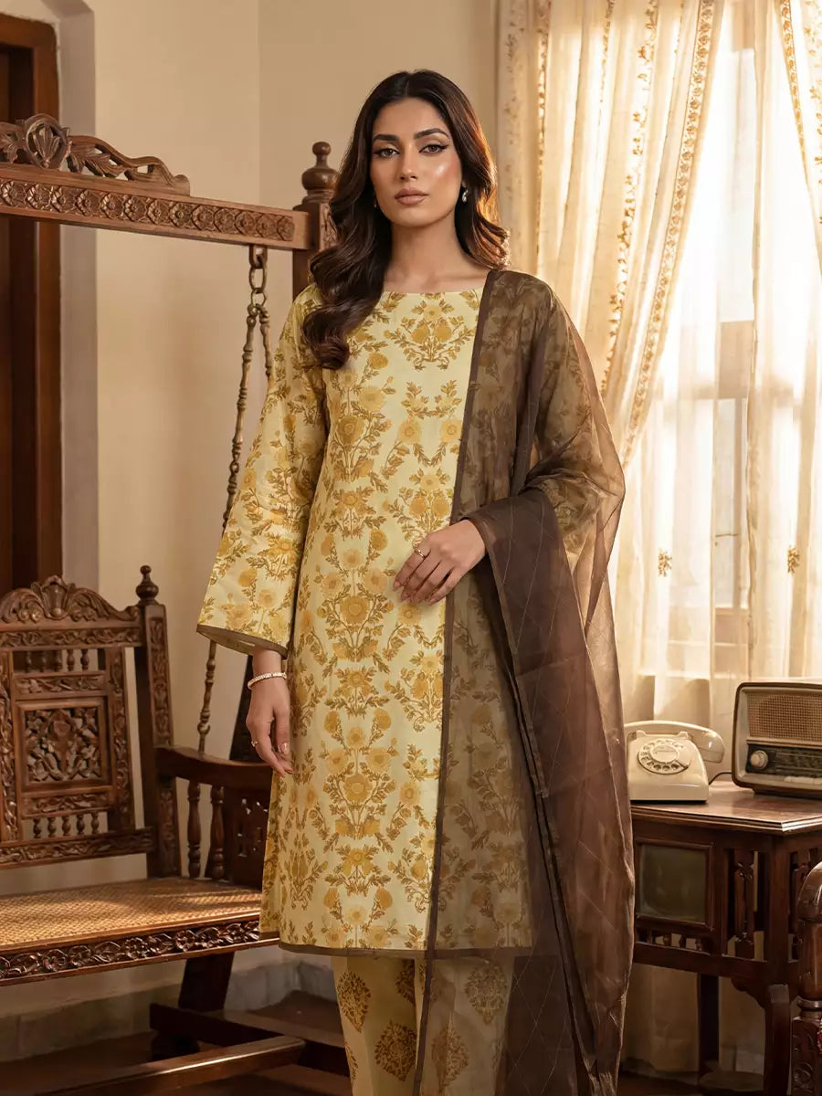 Salitex Unstitched Printed Lawn Silk 3 Piece Suit SUNS7ASI375 - Casual Collection