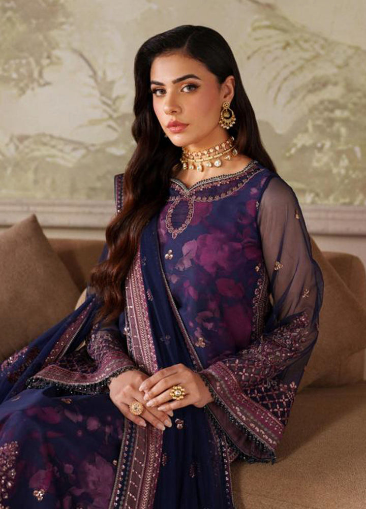 Zarif Embroidered Net Suits Unstitched 3 Piece ZR25UF ZRF-ZPE-03 Asra - Formals Collection
