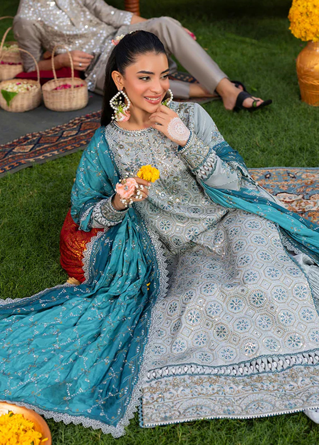 Haye Dil by Sahane Embroidered Raw Silk Suits Unstitched 3 Piece SNE25HD CT 29003 Glow of Eternity - Formals Collection