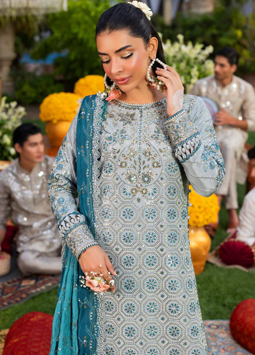 Haye Dil by Sahane Embroidered Raw Silk Suits Unstitched 3 Piece SNE25HD CT 29003 Glow of Eternity - Formals Collection