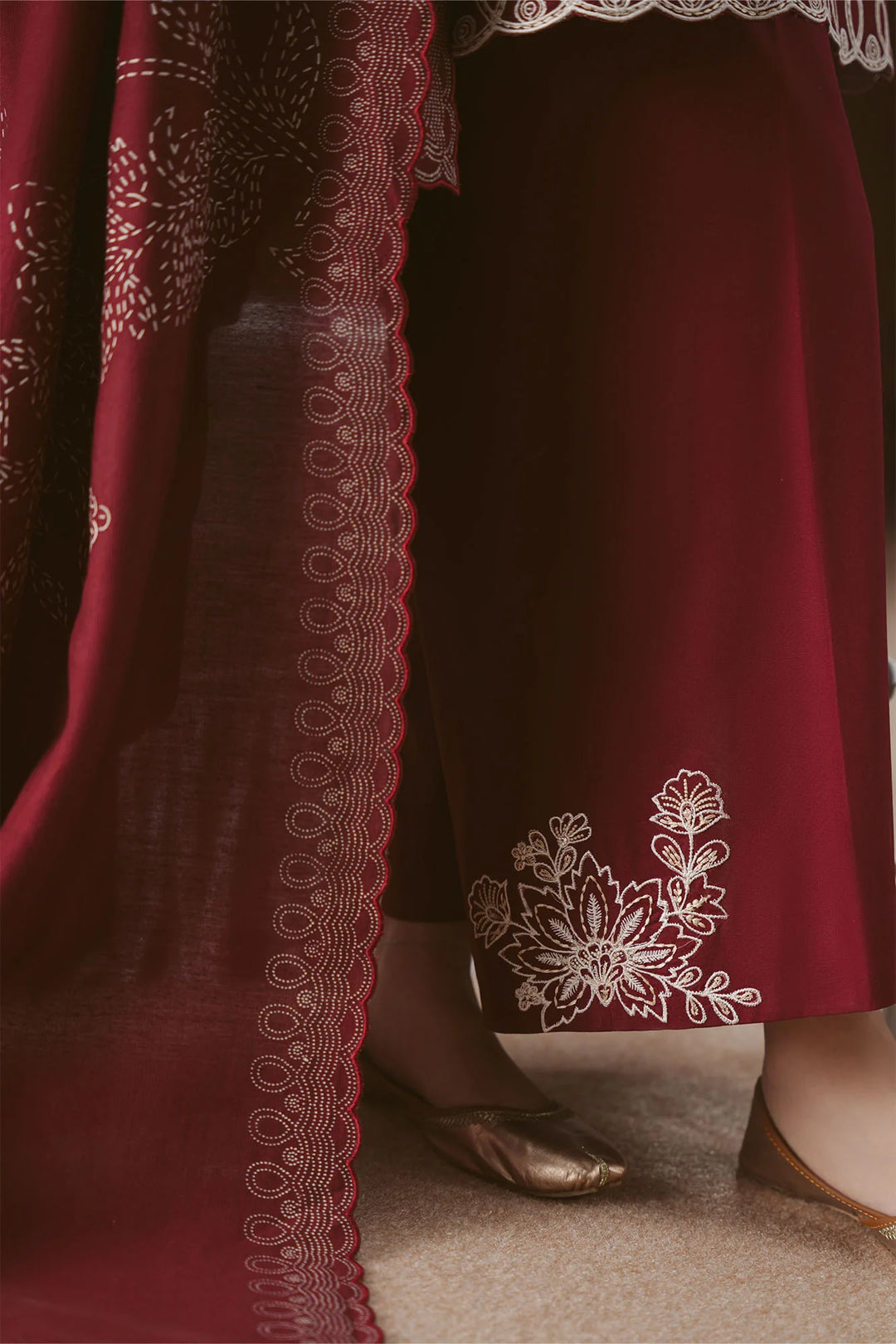Cross Stitch Unstitched Embroidered Linen 3 Piece Suit CS26UW Scarlet Ink - Winter Collection