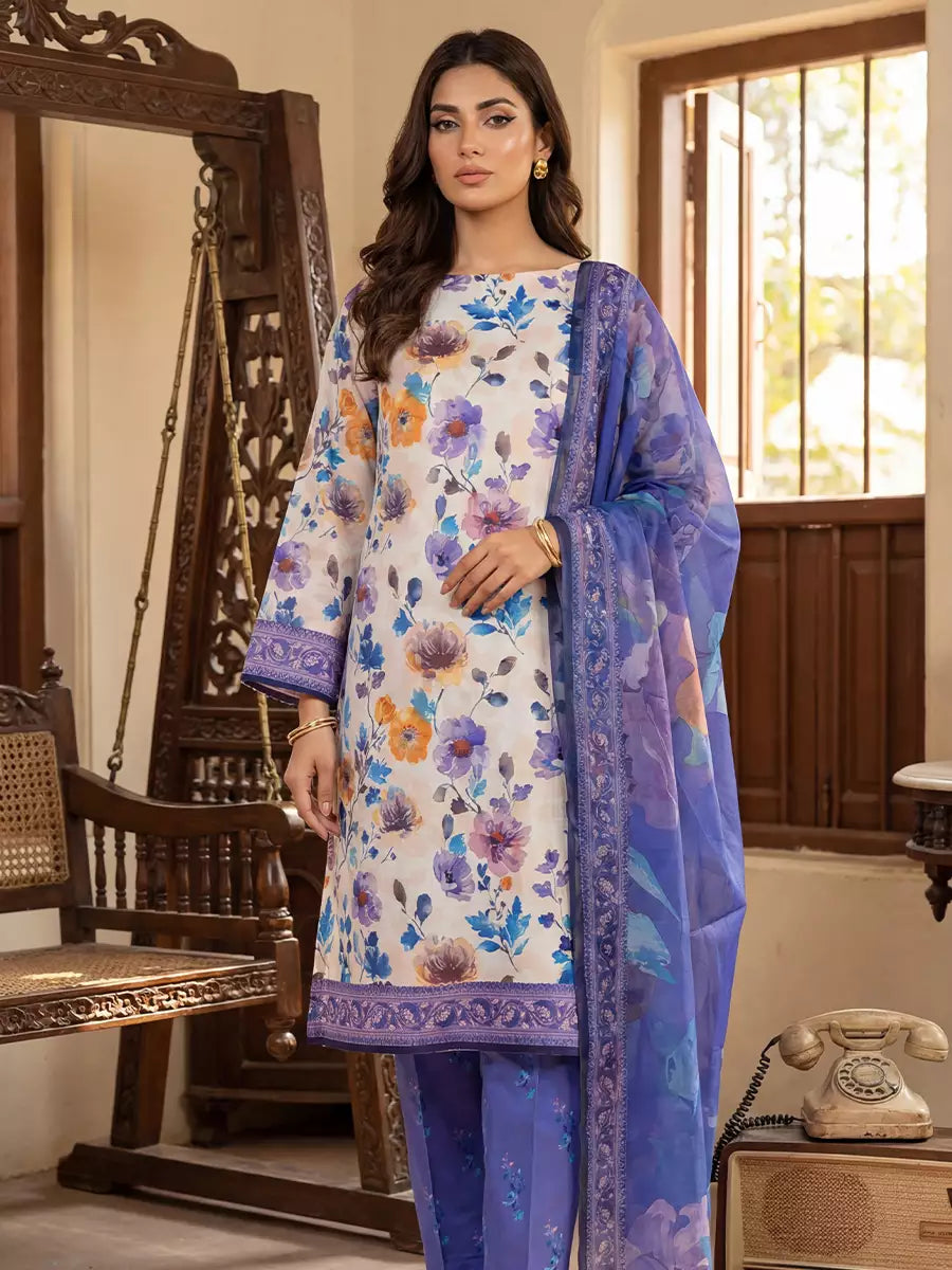 Salitex Unstitched Printed Lawn Silk 3 Piece Suit SUNS7ASI368 - Casual Collection