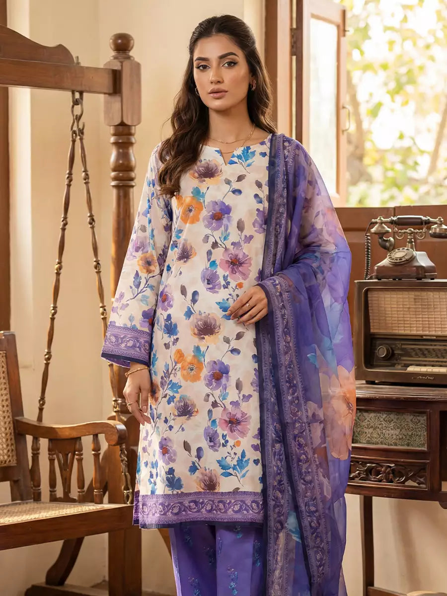 Salitex Unstitched Printed Lawn Silk 3 Piece Suit SUNS7ASI368 - Casual Collection