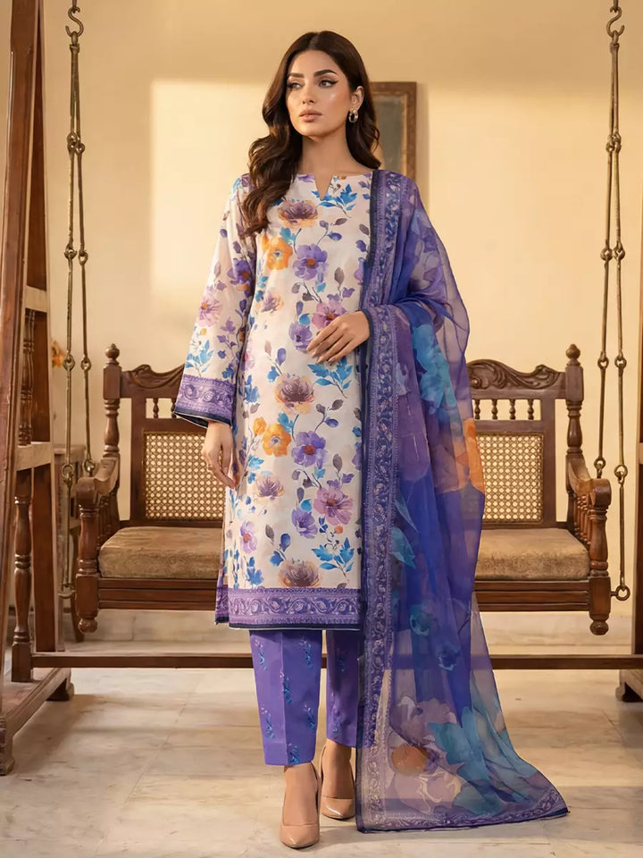 Salitex Unstitched Printed Lawn Silk 3 Piece Suit SUNS7ASI368 - Casual Collection