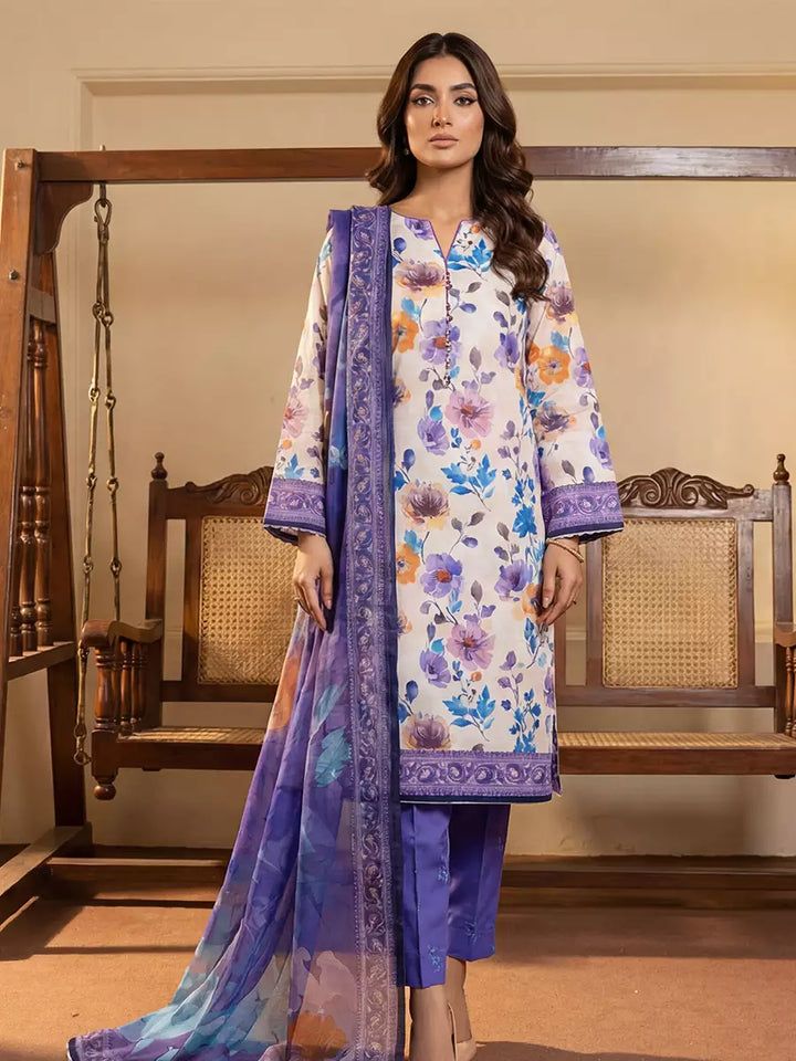 Salitex Unstitched Printed Lawn Silk 3 Piece Suit SUNS7ASI368 - Casual Collection