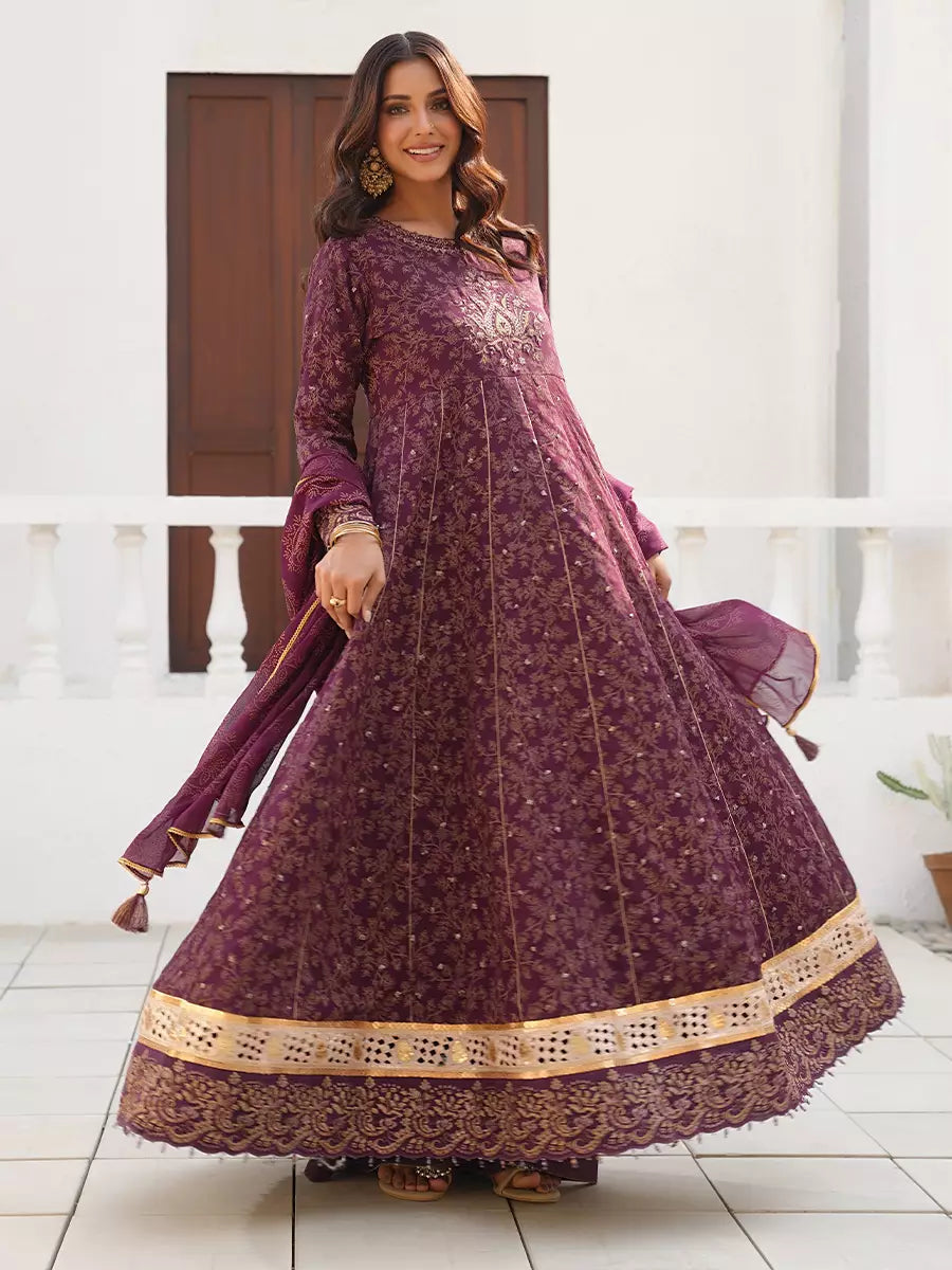 Salitex Unstitched Embroidered Chiffon 3 Piece Suit SUNW7CH113 - Festive Collection