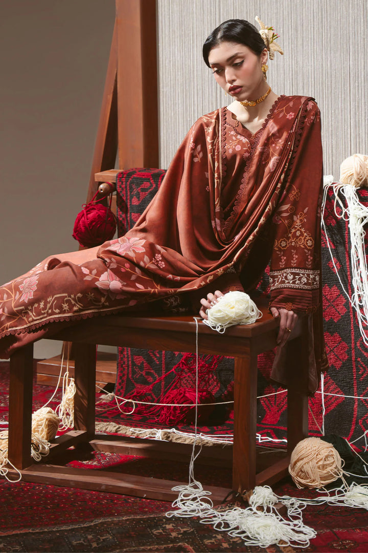 Cross Stitch Unstitched Printed Marina 3 Piece Suit CS26UW Sepia Grace  - Winter Collection