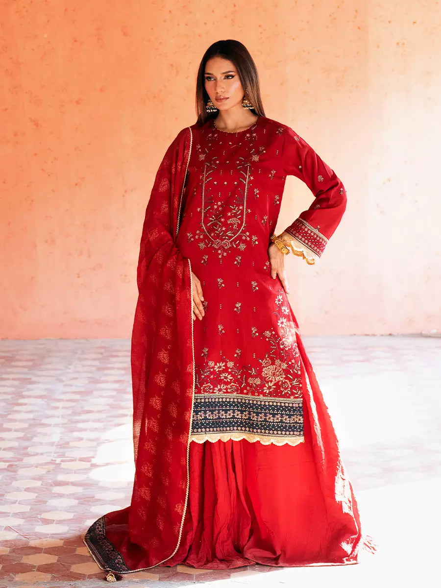 Salitex Unstitched Embroidered Chiffon 3 Piece Suit SUNW7JI109UT - Eid Collection