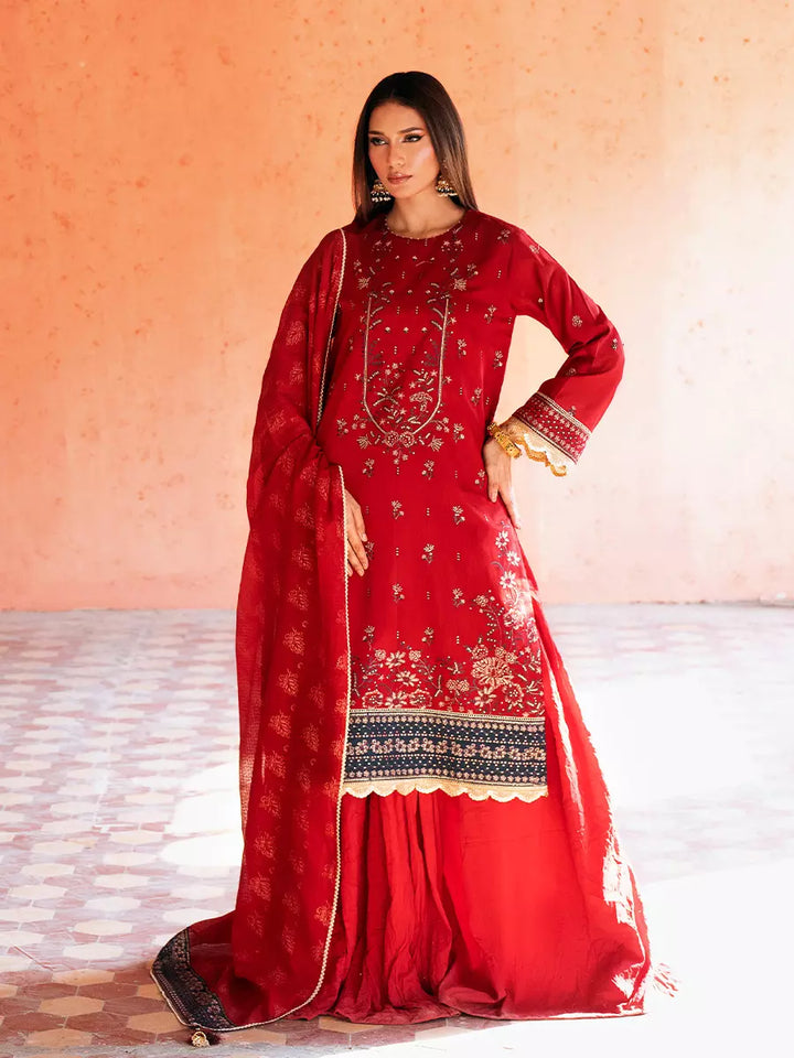 Salitex Unstitched Embroidered Chiffon 3 Piece Suit SUNW7JI109UT - Eid Collection