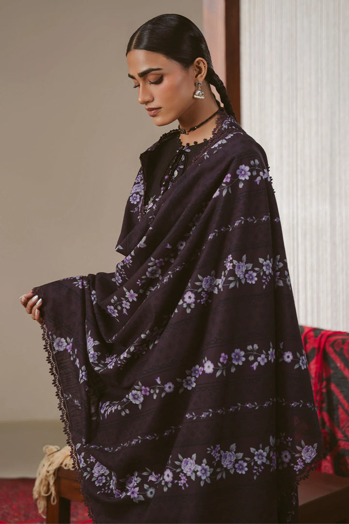 Cross Stitch Unstitched Printed Khaddar 3 Piece Suit CS26UW Sable Floret - Winter Collection