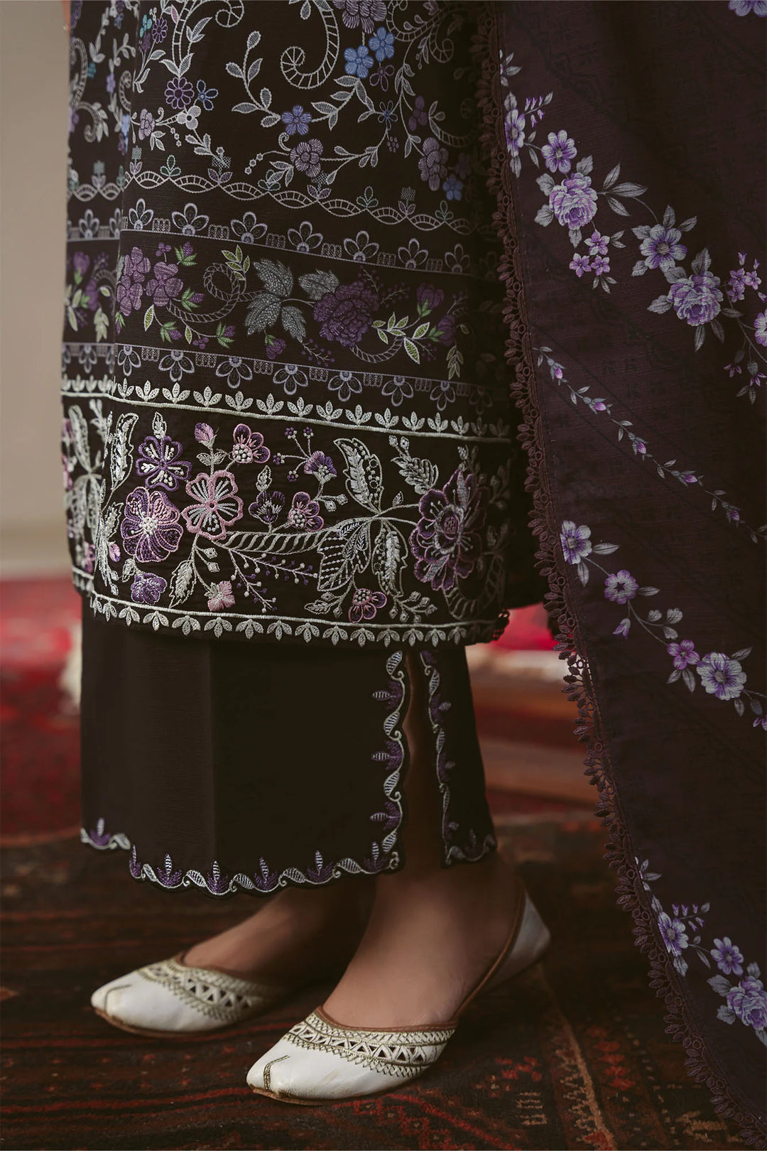 Cross Stitch Unstitched Printed Khaddar 3 Piece Suit CS26UW Sable Floret - Winter Collection