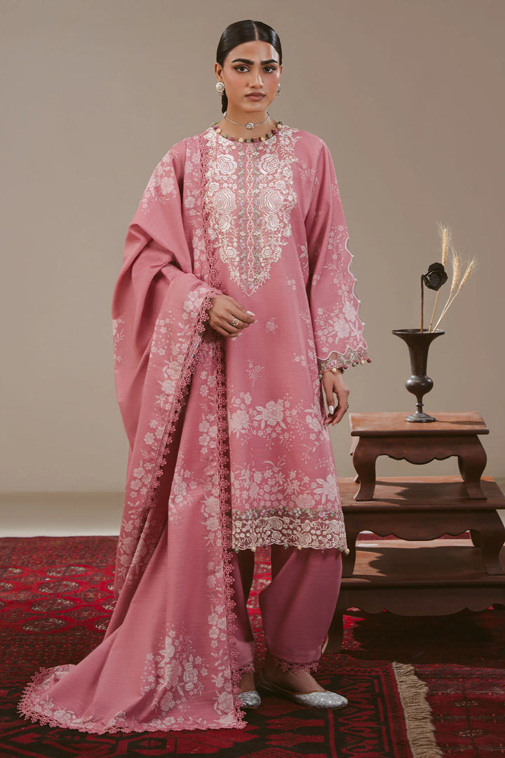 Cross Stitch Unstitched Printed Khaddar 3 Piece Suit CS26UW Pink Allure - Winter Collection