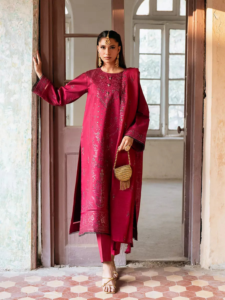 Salitex Unstitched Embroidered Cotton Net 3 Piece Suit SUNW7JI101UT - Eid Collection