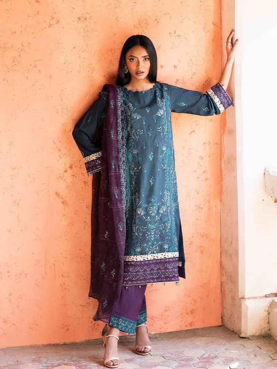 Salitex Unstitched Embroidered Cotton Net 3 Piece Suit SUNW7JI100UT - Eid Collection