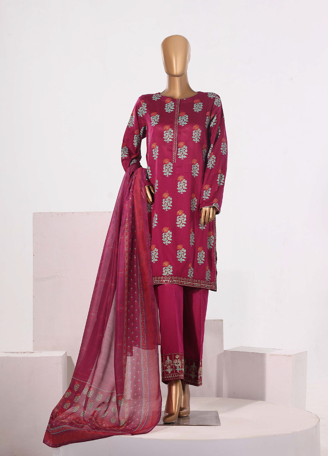 Block and Bloom by HZ Textiles RTW Embroidered Cotton 3 Piece Suit HZ26PCB SBE-007-3P - Casual Collection