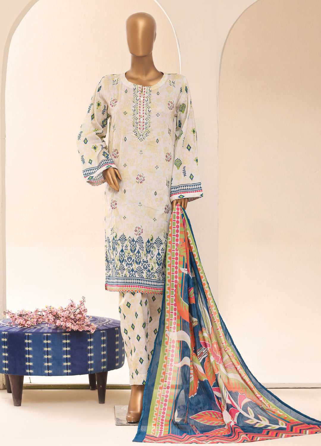 HZ Textiles RTW Printed Lawn 3 Piece Suit HZ26PPL LPE-3P-067 - Casual Collection