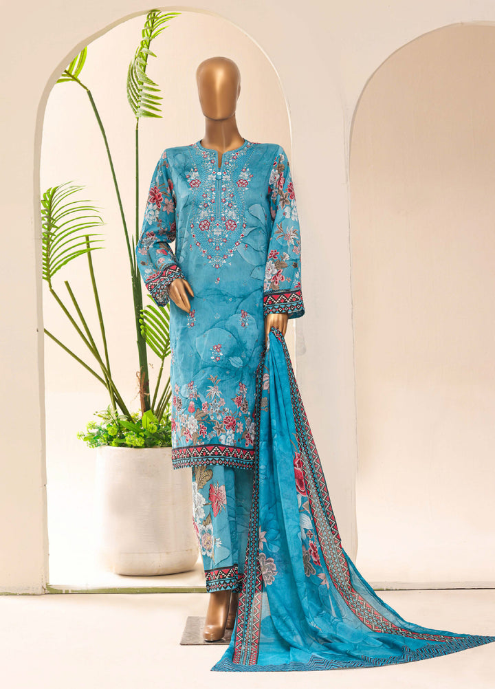 HZ Textiles RTW Printed Lawn 3 Piece Suit HZ26PPL LPE-3P-062 - Casual Collection