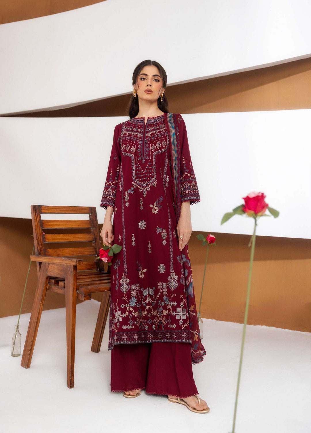 Intermix Zync by Florent Unstitched Embroidered Viscose 3 Piece Suit FL26UIZ FZ-7A - Casual Collection