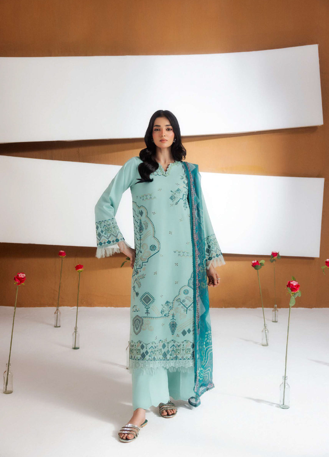 Intermix Zync by Florent Unstitched Embroidered Viscose 3 Piece Suit FL26UIZ FZ-4A - Casual Collection