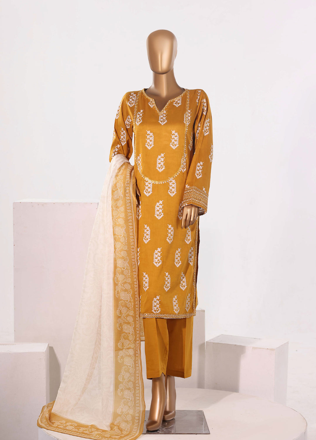 Block and Bloom by HZ Textiles RTW Embroidered Cotton 3 Piece Suit HZ26PCB SBE-001-3P - Casual Collection