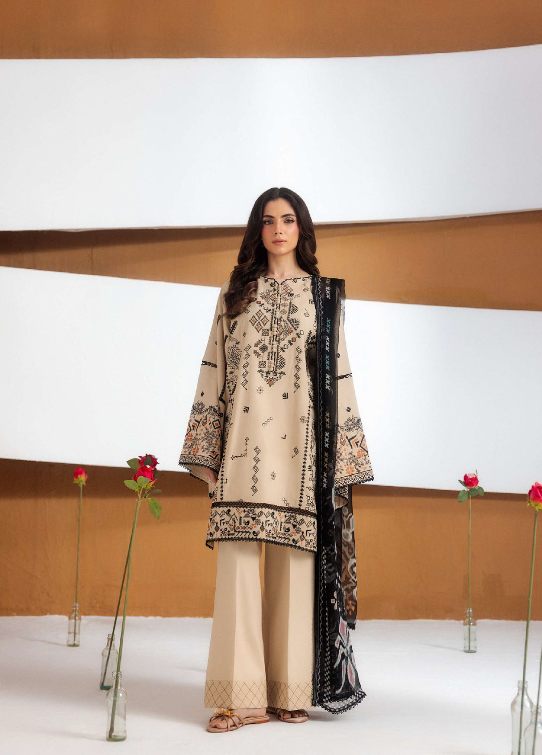 Intermix Zync by Florent Unstitched Embroidered Viscose 3 Piece Suit FL26UIZ FZ-5A - Casual Collection