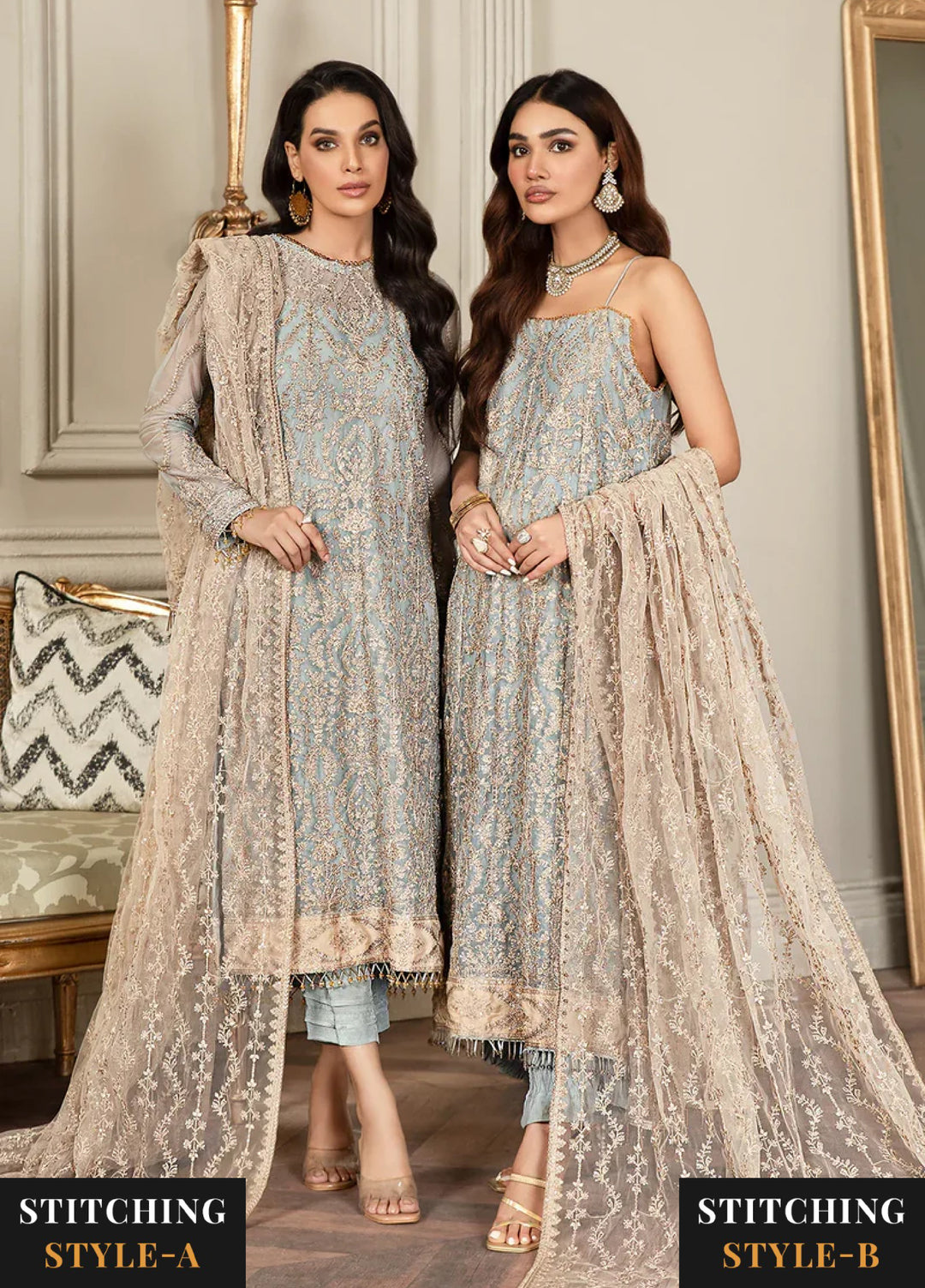 Zarif Women Unstitched Embroidered Net 3 Piece Suit ZR26UFC ICEBERG - Festive Collection