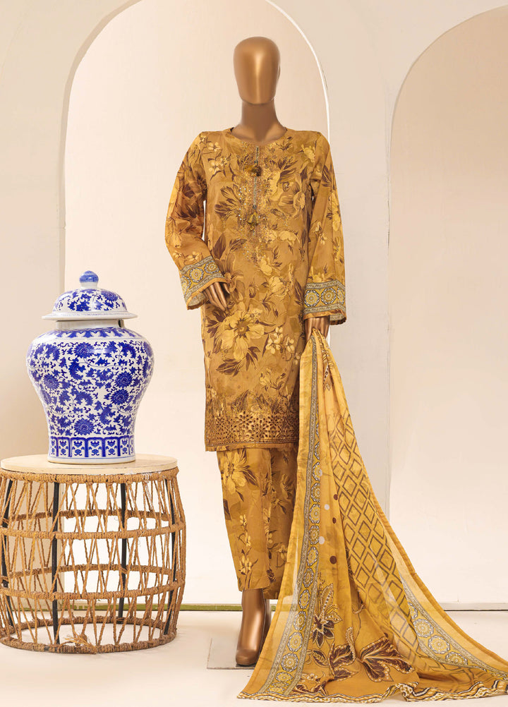 HZ Textiles RTW Printed Lawn 3 Piece Suit HZ26PPL LPE-3P-063 - Casual Collection
