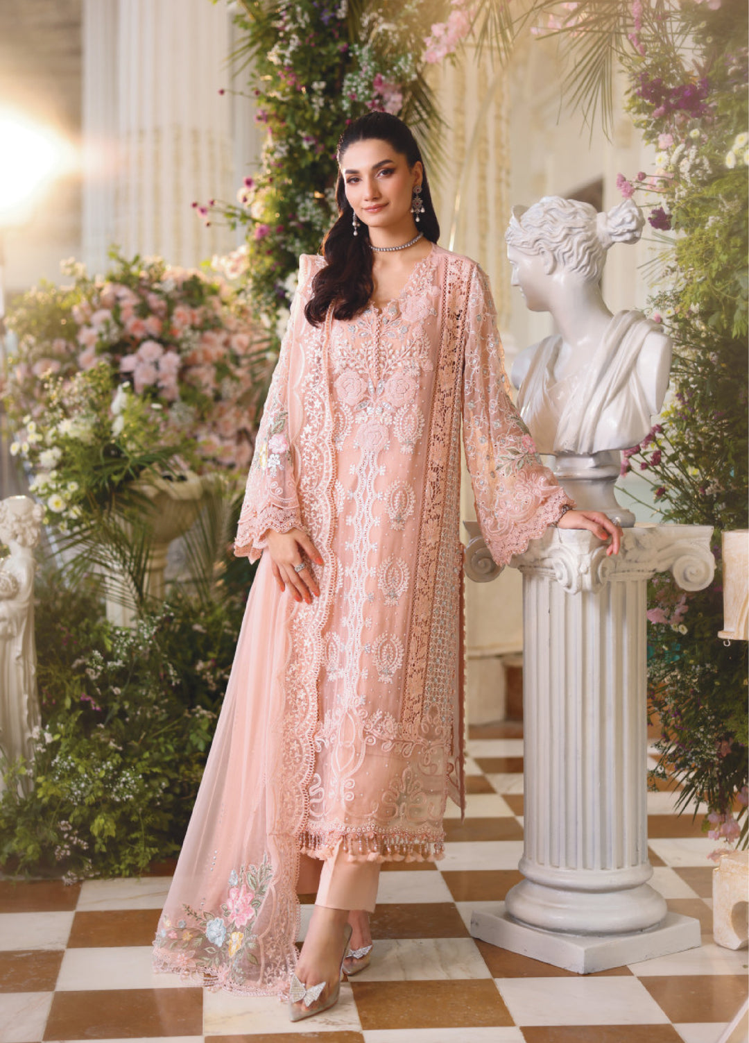 Maria B Unstitched Embroidered Chiffon 3 Piece Suit MB26UCF D4 - Festive Collection