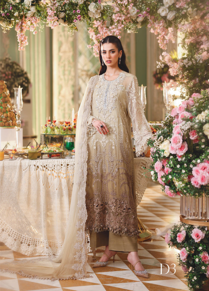 Maria B Unstitched Embroidered Chiffon 3 Piece Suit MB26UCF D3 - Festive Collection