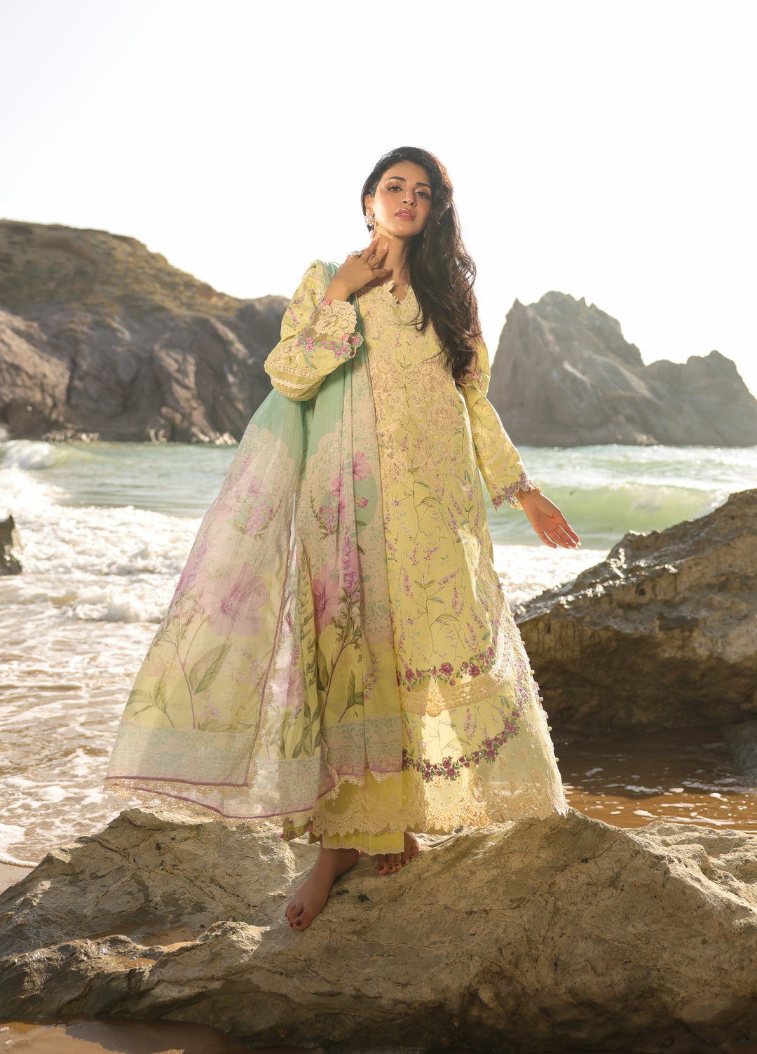 Summer Dream by Manara Unstitched Embroidered Lawn 3 Piece Suit MN26USDL Golden Haze-06 - Casual Collection