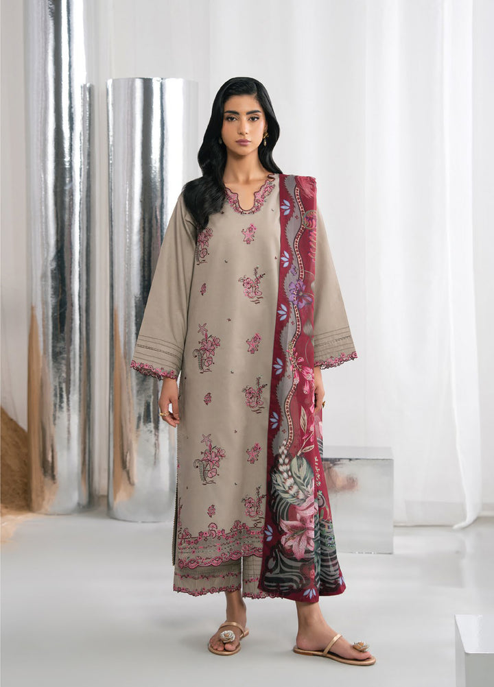 Nysa by Seran Unstitched Embroidered Cambric 3 Piece Suit SN26UNC Sovia D-11 - Casual Collection