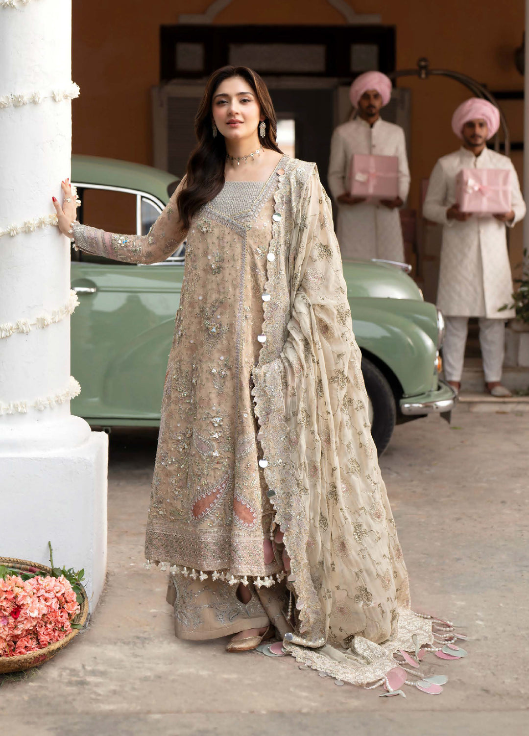 Jhoomro by Nureh Unstitched Embroidered Chiffon 3 Piece Suit NU26UJW NL-96 - Wedding Collection