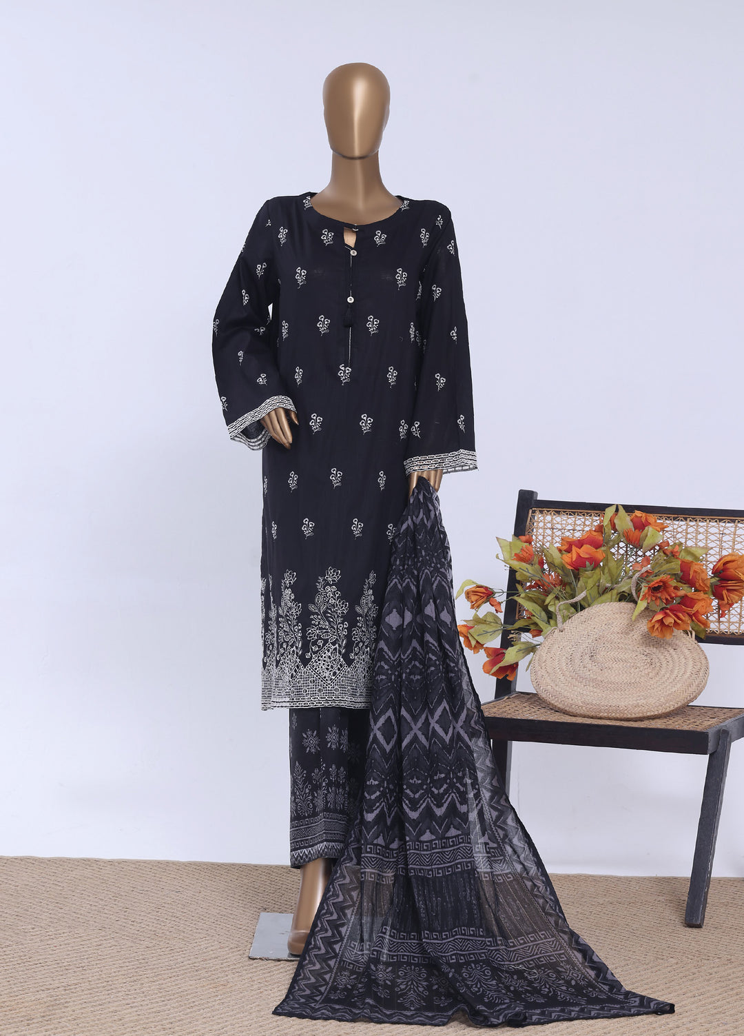 HZ Textiles RTW Embroidered Cross Hatch 3 Piece Suit HZ26PCL Sbe-3P-079 - Casual Collection