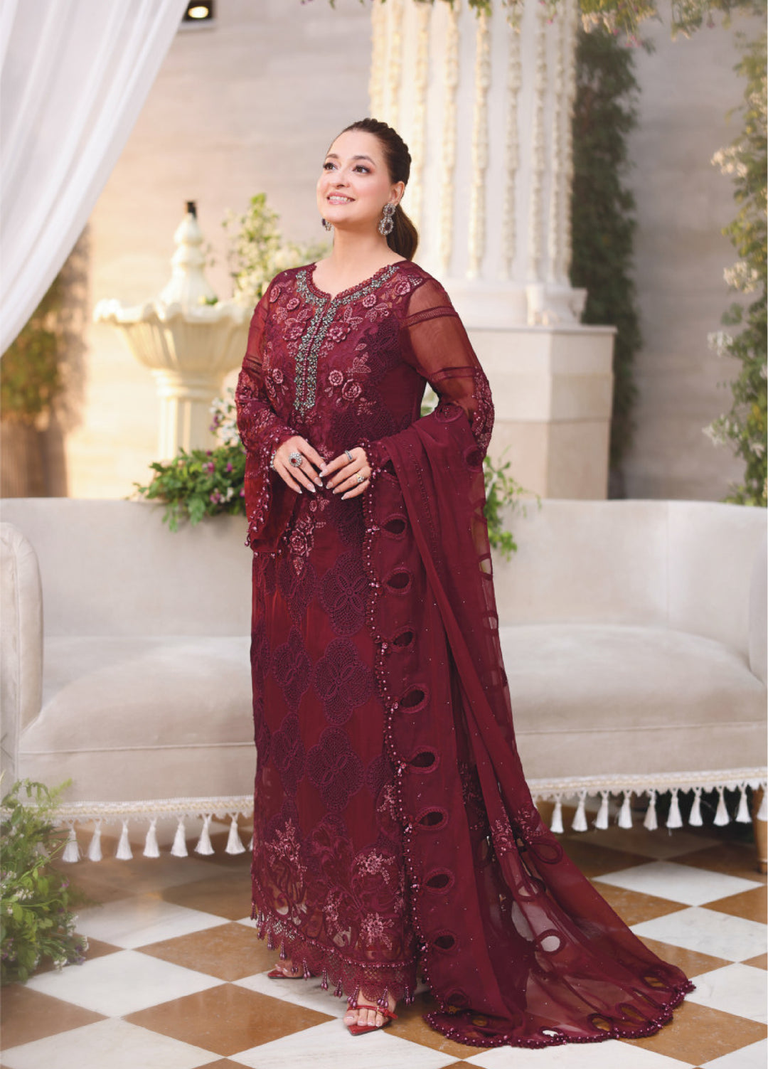 Maria B Unstitched Embroidered Chiffon 3 Piece Suit MB26UCF D8 - Festive Collection