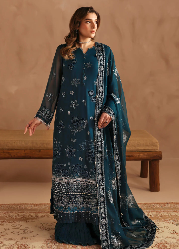 Neorah by Xenia Formals Unstitched Chiffon Embroidered 3 Piece Suit XE26UN D-02 KAIFIYA - Festive Collection
