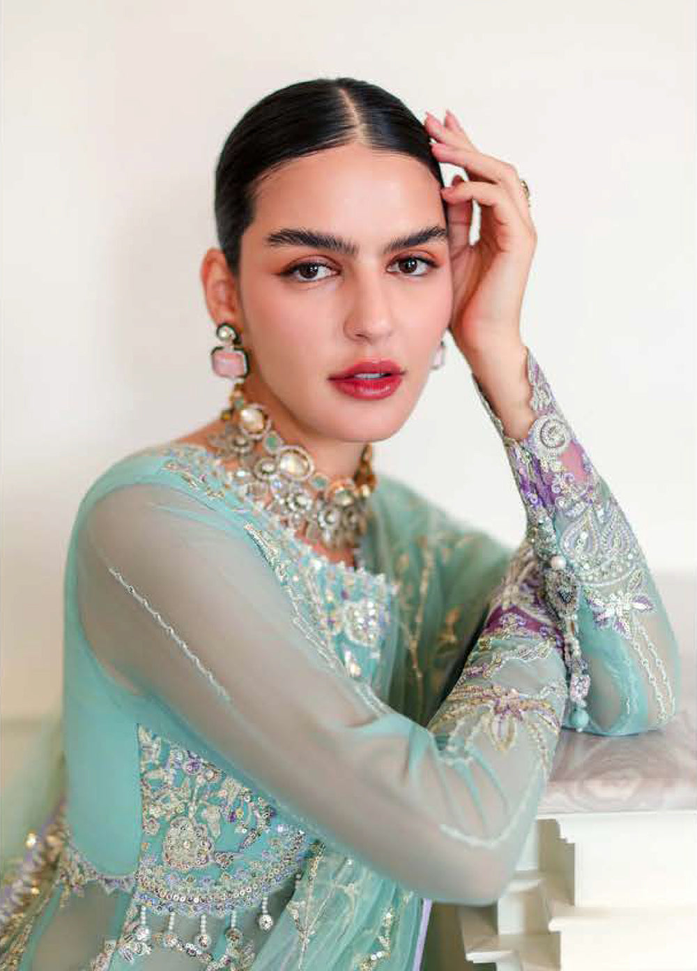 Whispers of Grace by Roheenaz Unstitched Embroidered Chiffon 3 Piece Suit RN26UWG Theodora RUNCH260205 - Wedding Collection