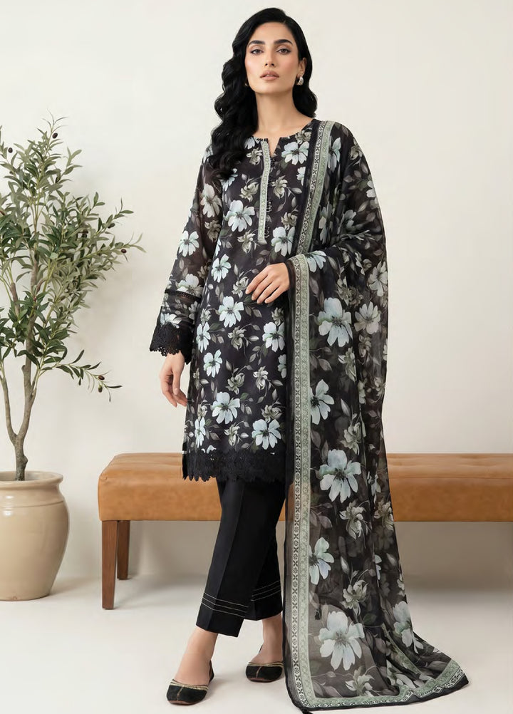 Monochrome by Lakhany Unstitched Printed Lawn 3 Piece Suit LSM26ULM Lakhany LG-SG-0132 - Casual Collection