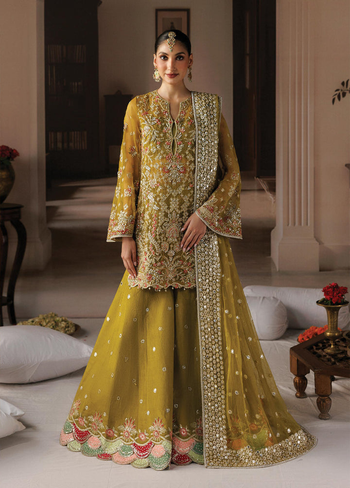 Shehnai by Afrozeh Unstitched Hand work Organza 3 Piece Suit AF26USW Zarminay AFR-0152 - Wedding Collection